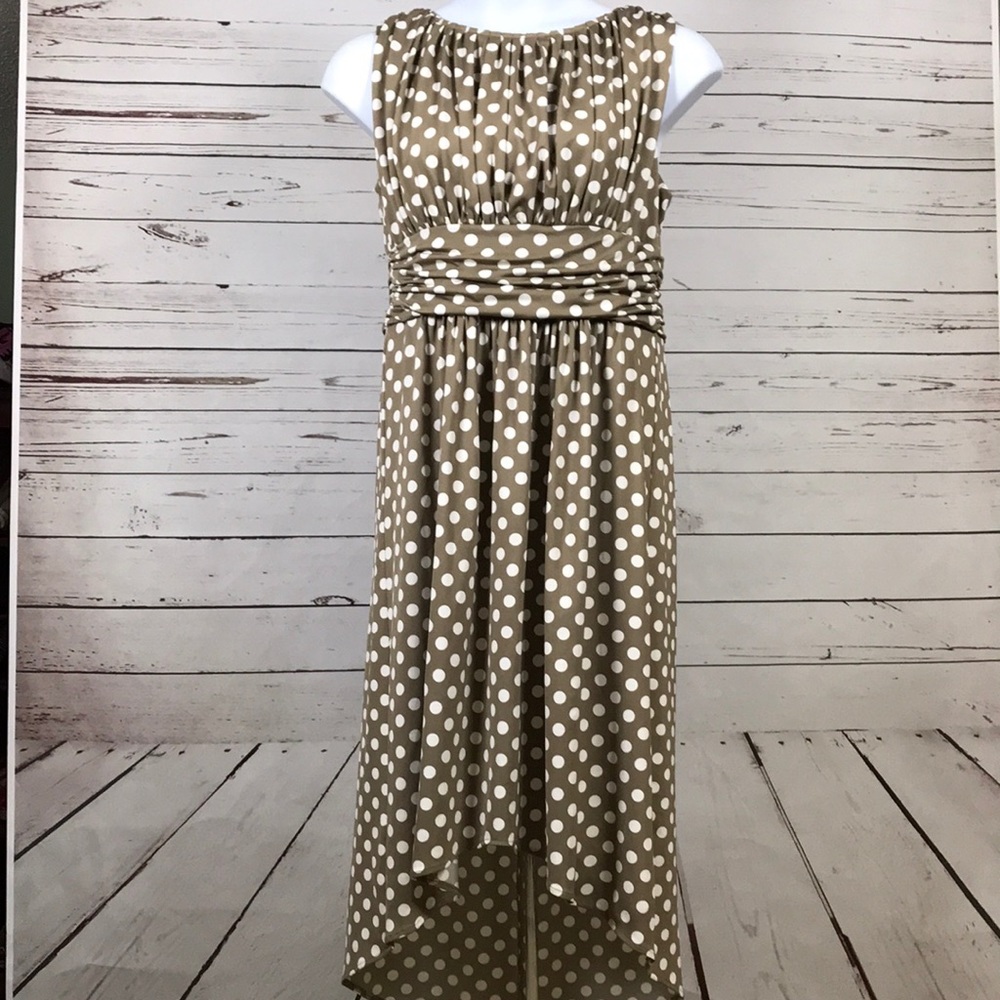 5 for $20  tan polka dot dress size 16